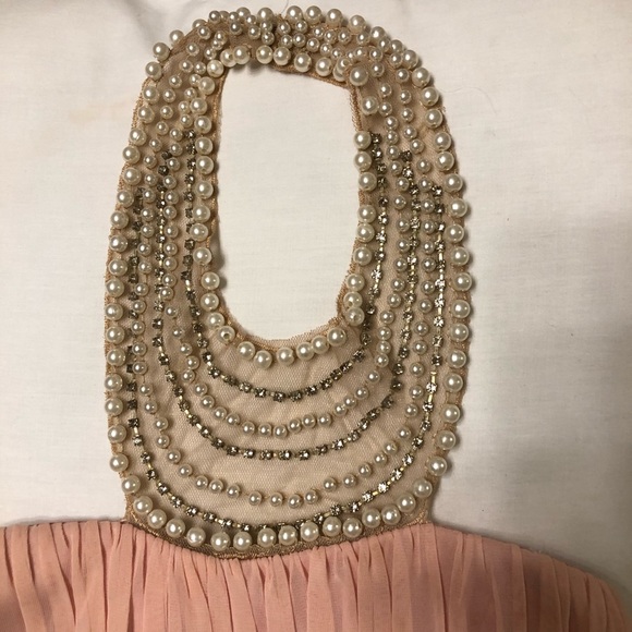 Barbiecore Blush pink pearl and rhinestone bridesmaid dress - Picture 4 of 4